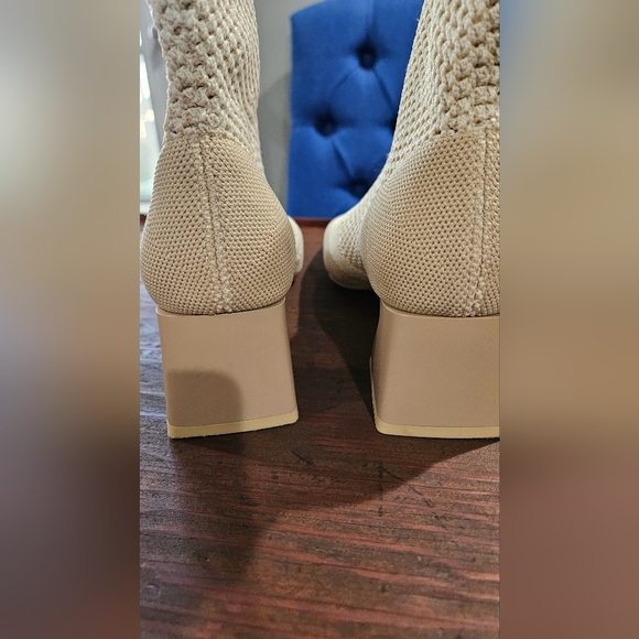 VIVAIA Square-Toe Perforated Heeled Boots(Melissa) In Cream Ivory. Size 7 - Picture 7 of 15